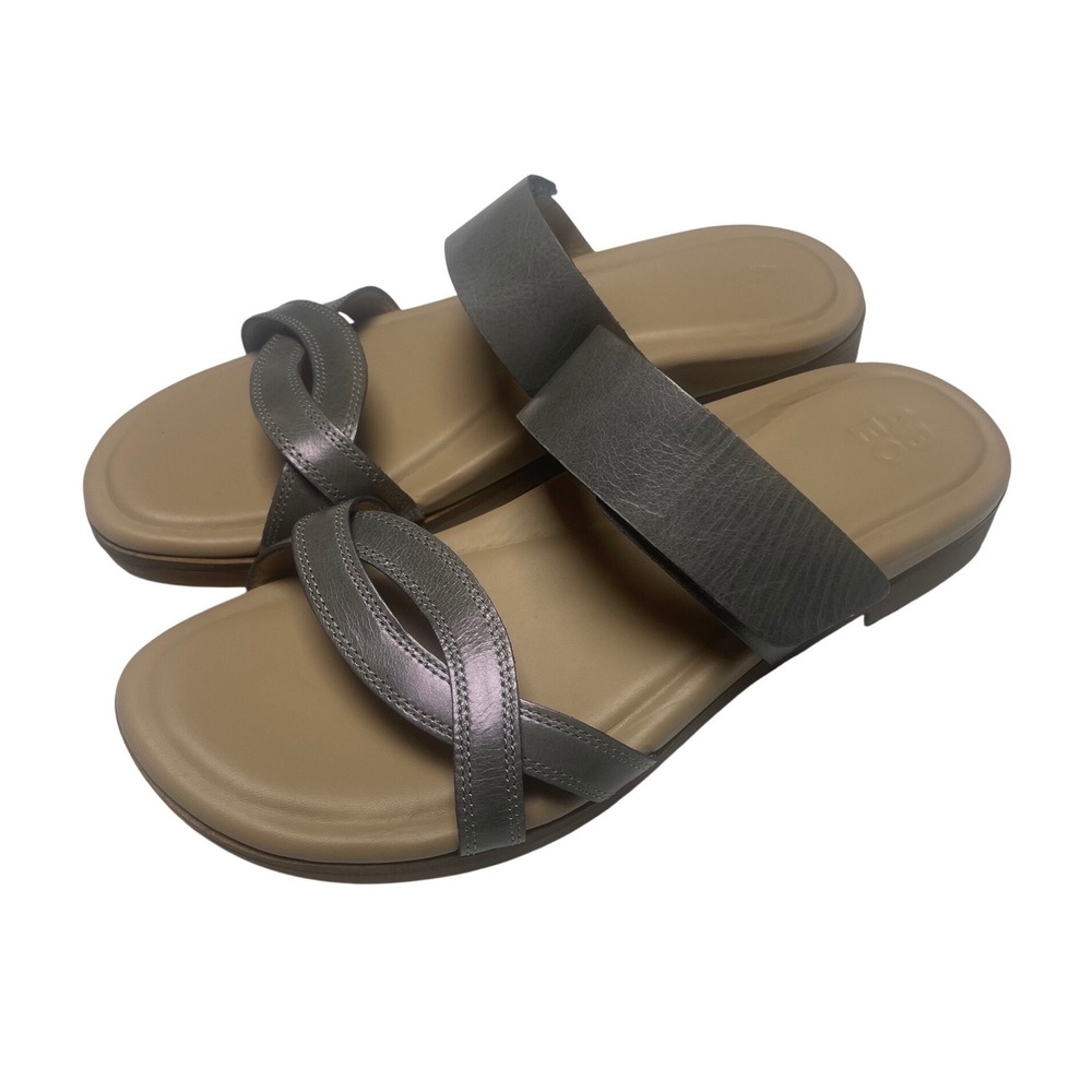ABEO Kyla Comfort Slide Metallic Silver Sandals Women's 9.5